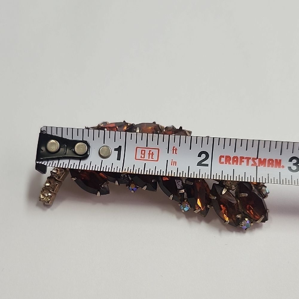 Mid Century Root Beer AB Crystal Rhinestone Brooch - Picture 3 of 8
